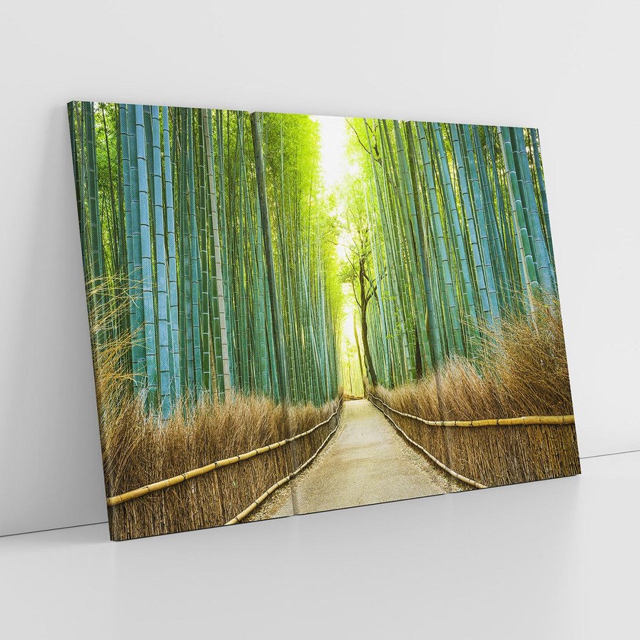 Obraz na płótnie 120x80 - Droga przez japoński bambusowy las - droga, japonia