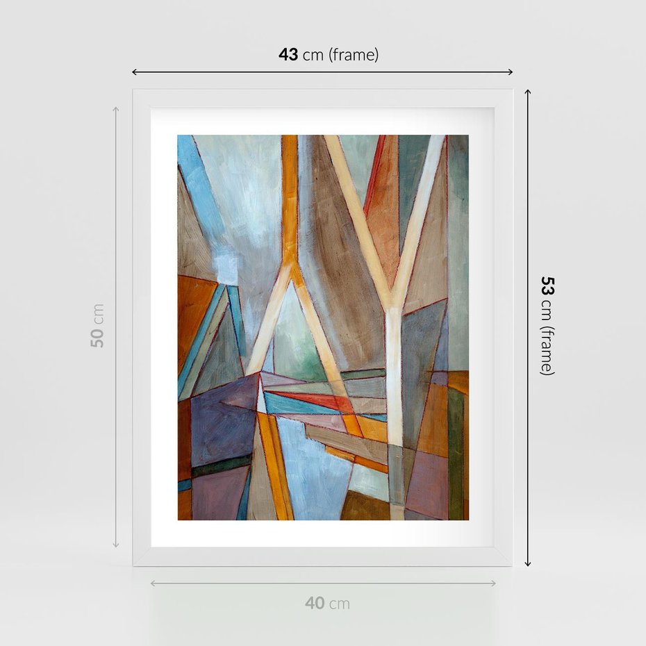 Plakat w ramie 40x50 - Geometria abstrakcji - abstrakcja, geometria - rama biała