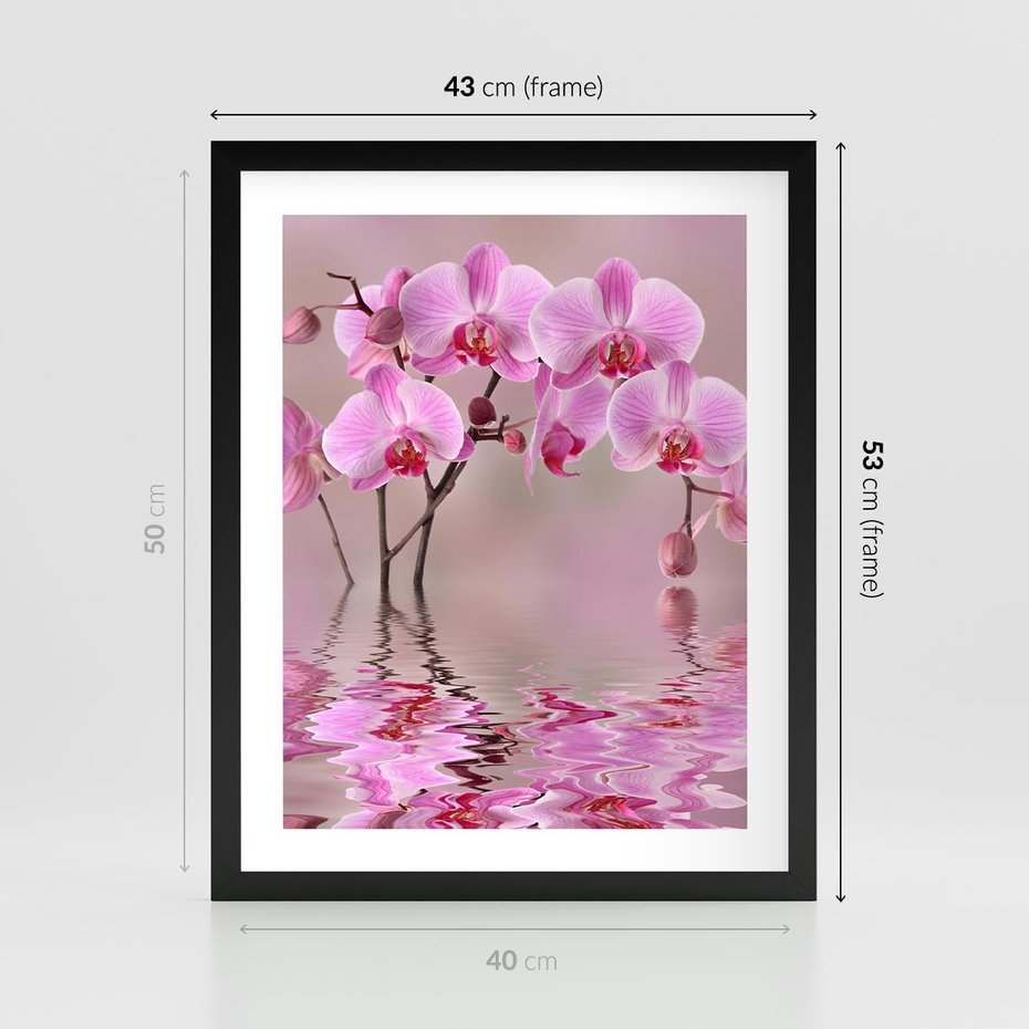Plakat w ramie 40x50 - Relaksacyjne spa w otoczeniu storczyka - spa, storczyk - rama czarna