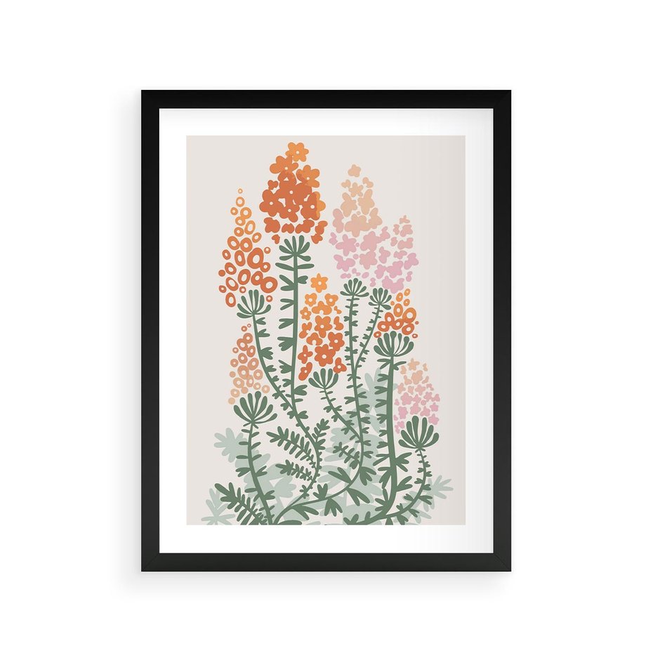 Plakat w ramie 30x40 - Kwiatowe Uniesienia - kwiaty polne, plakat - rama czarna