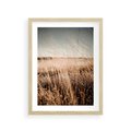 Plakat w ramie 30x40 - Sucha Trawa w Odcieniach Sepii - suche trawy, łąka odcienie beżu - rama drewno