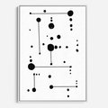 Obraz w ramie 70x100 - Nocne Zawirowania - abstrakcyjny plakat, czarne kropki i kreski - rama biała