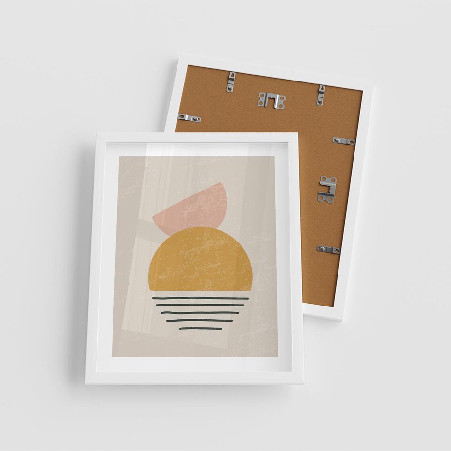 Plakat w ramie 40x50 - Krótka Forma - abstrakcyjna sztuka, boho kształty - rama biała