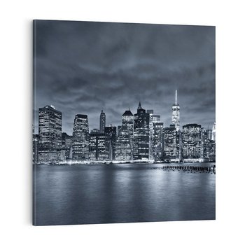 Obraz na płótnie 50x50 - Miejskie Migawki - noc, NY