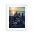 Plakat w ramie 40x50 - Zachód Słońca nad Morzem - morze, zachód - rama biała