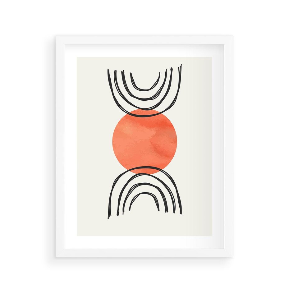 Plakat w ramie 40x50 - Lustrzane Widzenie - koło, boho styl - rama biała