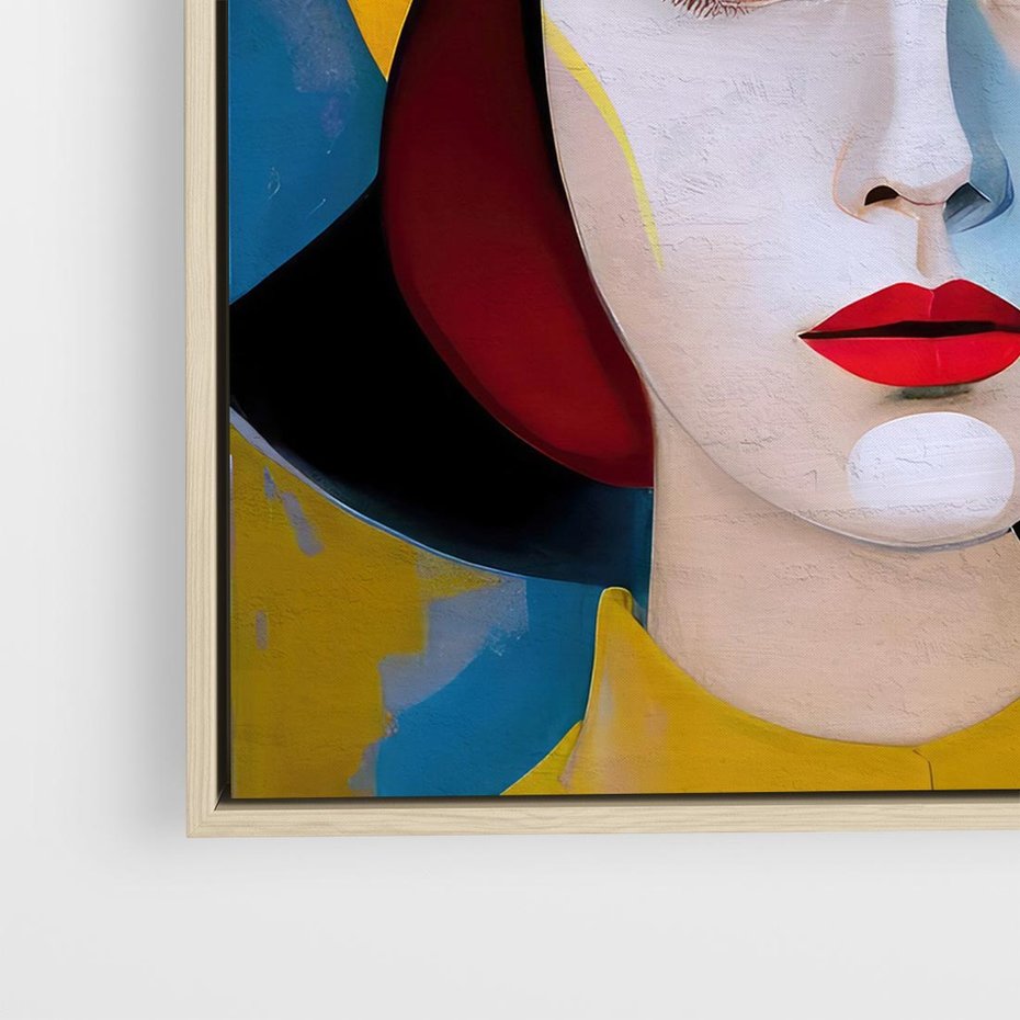 Obraz w ramie 80x80 - Kształtujące Widzenia - abstrakcyjny obraz olejny, portret twarzy kobiety - rama drewno