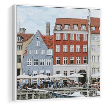 Obraz w ramie 50x50 - Miejska Dynamika - Dania, Kopehaga - rama biała