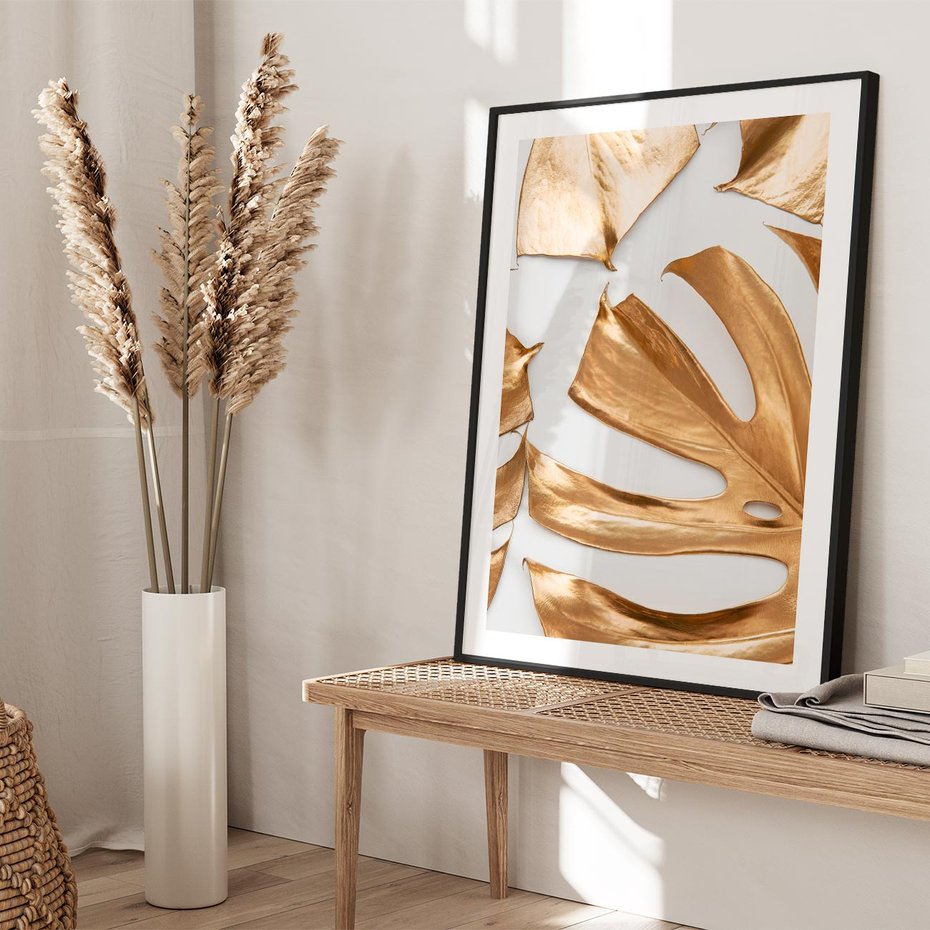 Plakat bez ramy 40x50 - Siła Natury - złote, liście