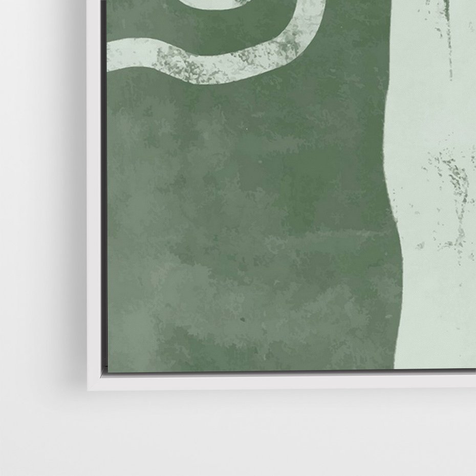 Obraz w ramie 50x70 - Inspirujące Zawiłości Zieleni - abstrakcyjny kształt, zielony plakat - rama biała