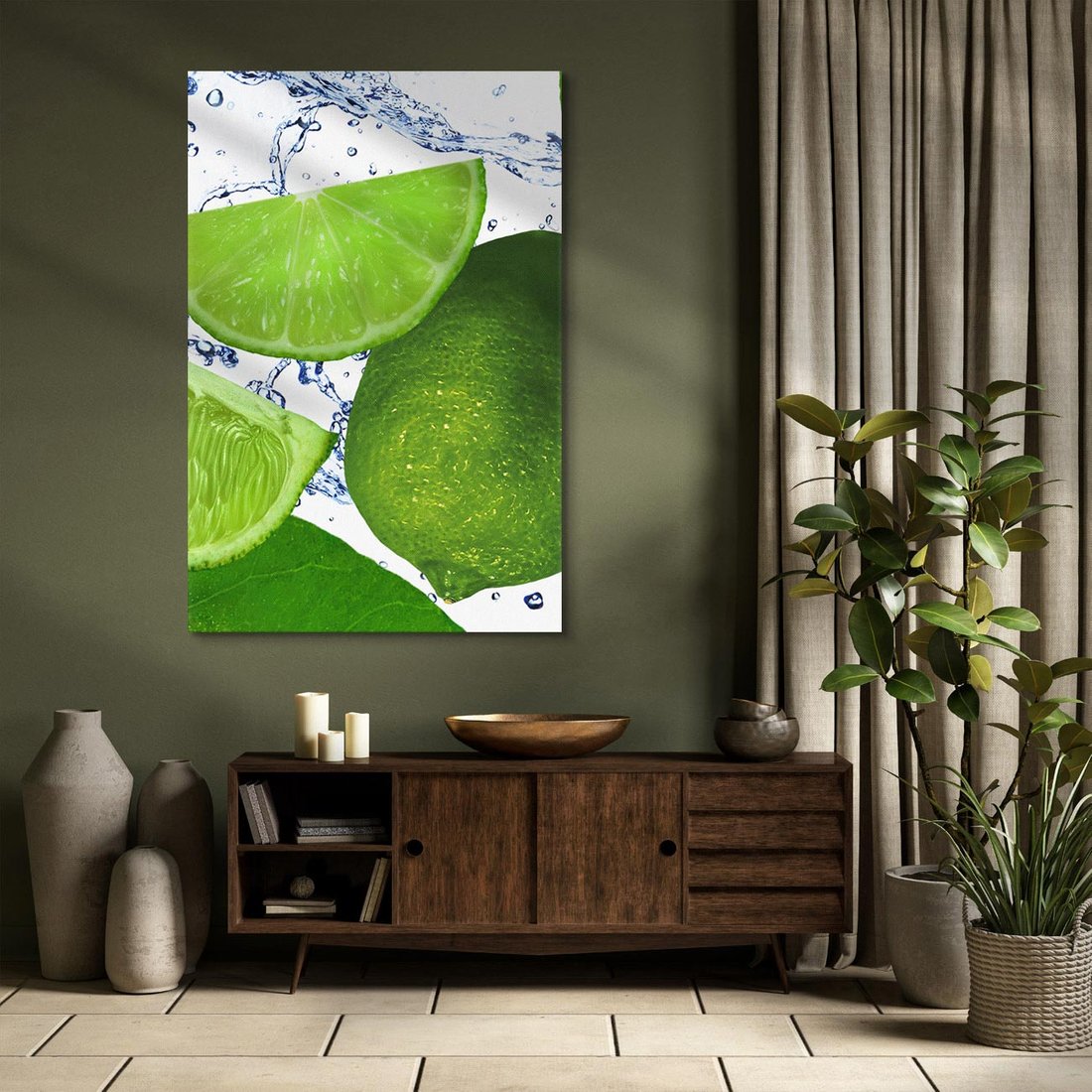 Obraz na płótnie 80x120 - Świeże limonki - limonki, woda