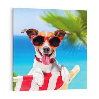 Obraz na płótnie 50x50 - Wakacyjny pies: Słoneczne przygody - pies, wakacje
