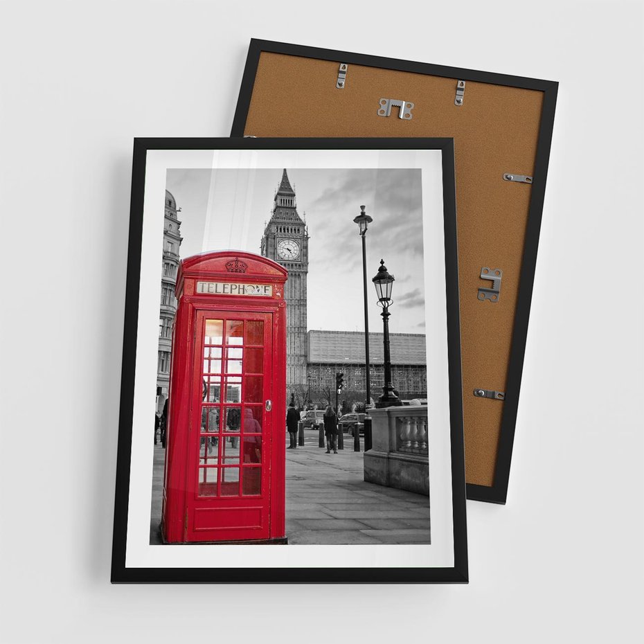 Plakat w ramie 50x70 - Budka w Londynie - Londyn, budka - rama czarna