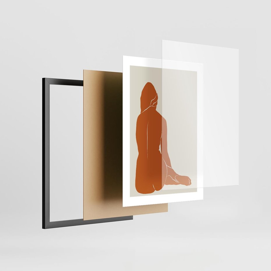 Plakat w ramie 30x40 - Kobieca Sylwetka w Stylu Modernistycznym - modernistyczny pakat, kobieca sylwetka - rama czarna