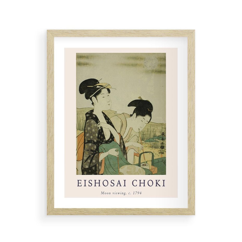 Plakat w ramie 40x50 - Rycina Eishosai Choki - staraa chińska rycina, eishosai choki - rama drewno