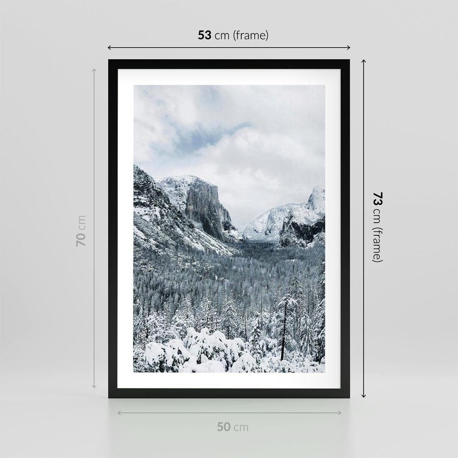 Plakat w ramie 50x70 - Góry Śnieżnej Krainy - góry, szczyty - rama czarna