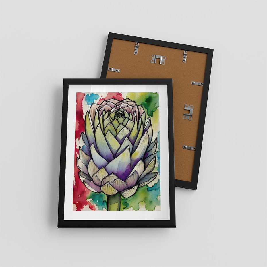 Plakat w ramie 30x40 - Zamknięte w Roślinie - abstrakcja, akwarela - rama czarna