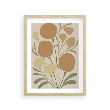 Plakat w ramie 50x70 - Uspokojenie Wśród Roślin - nowoczesny plakat, roślinność - rama drewno