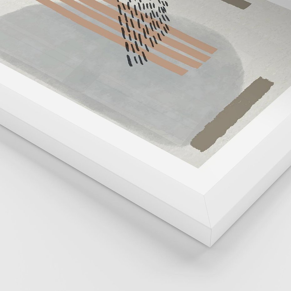 Plakat w ramie 40x50 - Nowoczesna Abstrakcja: Delikatne Beże - abstrakcja, nowoczesna sztuka - rama biała