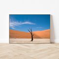 Obraz w ramie 70x50 - Słońce i Suche Drzewo - pustynia, suche - rama drewno
