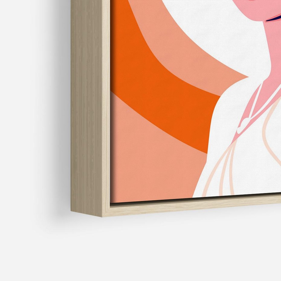 Obraz w ramie 80x80 - Kobieca Harmonia - nowoczesny plakat, styl retro - rama drewno