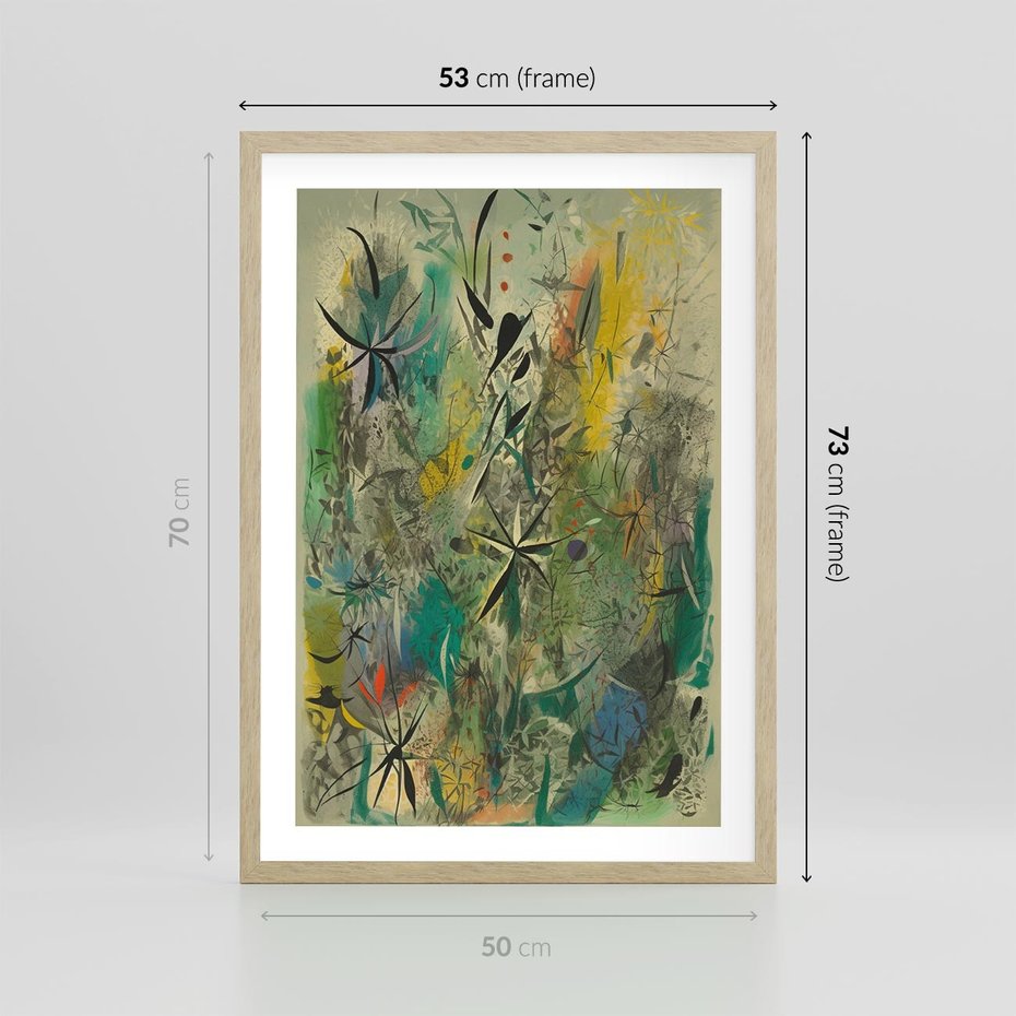 Plakat w ramie 50x70 - Tajemnicze Konstrukcje Form - abstrakcyjny obraz, mnogość kolorów - rama drewno