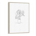 Obraz w ramie 50x70 - Tajemnicza Harmonia - sztuka one line, monstera - rama drewno