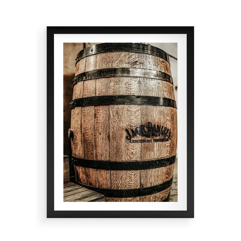 Plakat w ramie 50x70 - Rustykalna Whisky - beczka whiskey, jack daniel's - rama czarna