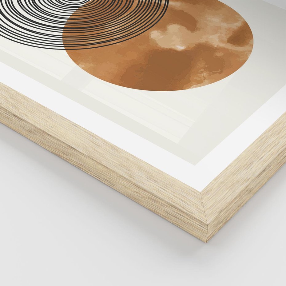 Plakat w ramie 50x70 - Taniec Okręgów - boho obraz, geometria - rama drewno
