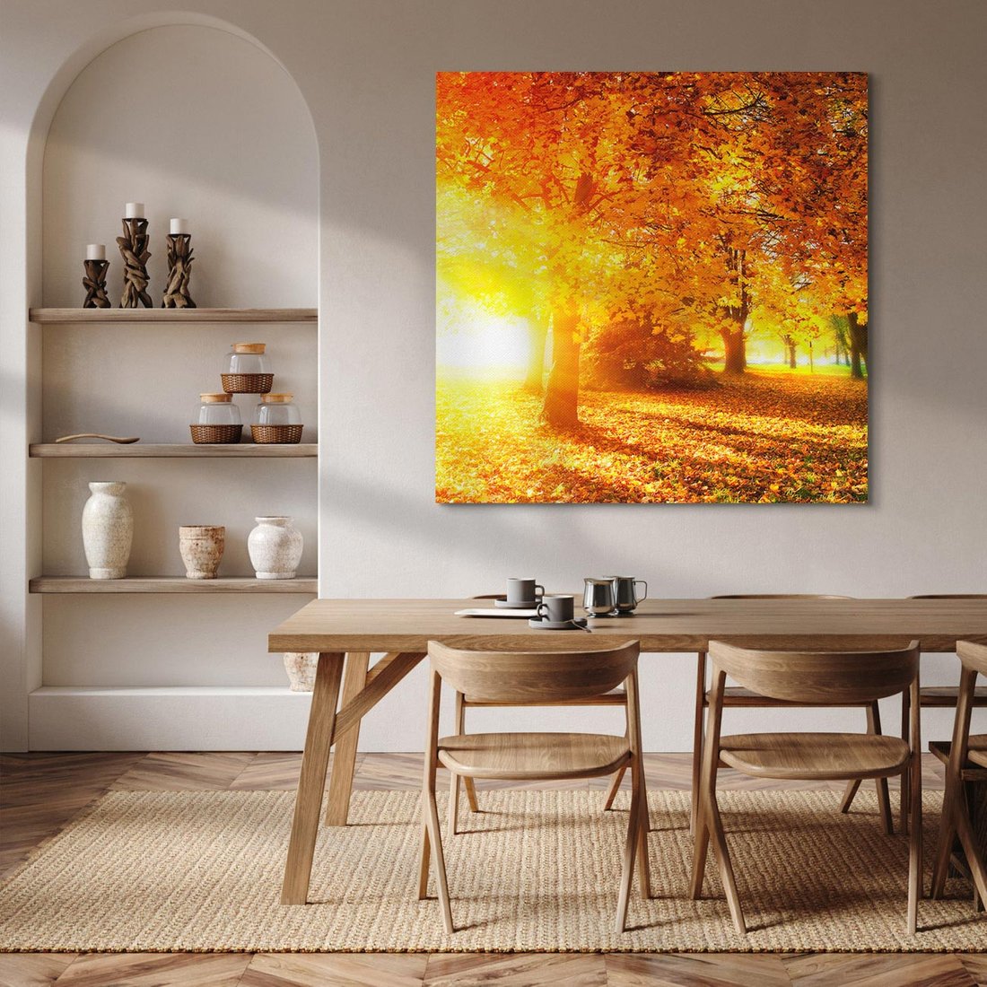 Obraz na płótnie 70x70 - Magia jesiennego lasu - las, drzewa