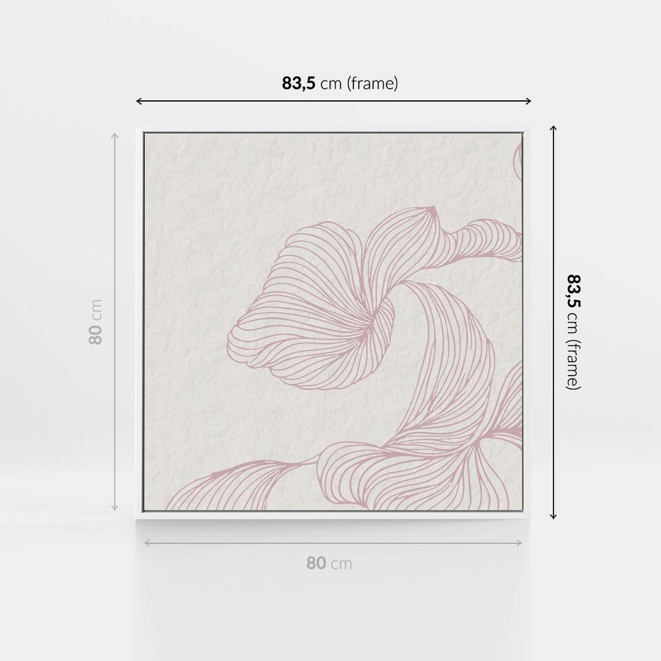 Obraz w ramie 80x80 - Szept marzeń i tajemnic - abstrakcyjne, roślinne ornamenty - rama biała