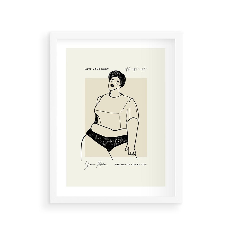 Plakat w ramie 30x40 - Elegancja Kobiecej Formy - nowoczesna sztuka kobieca, plakat - rama biała