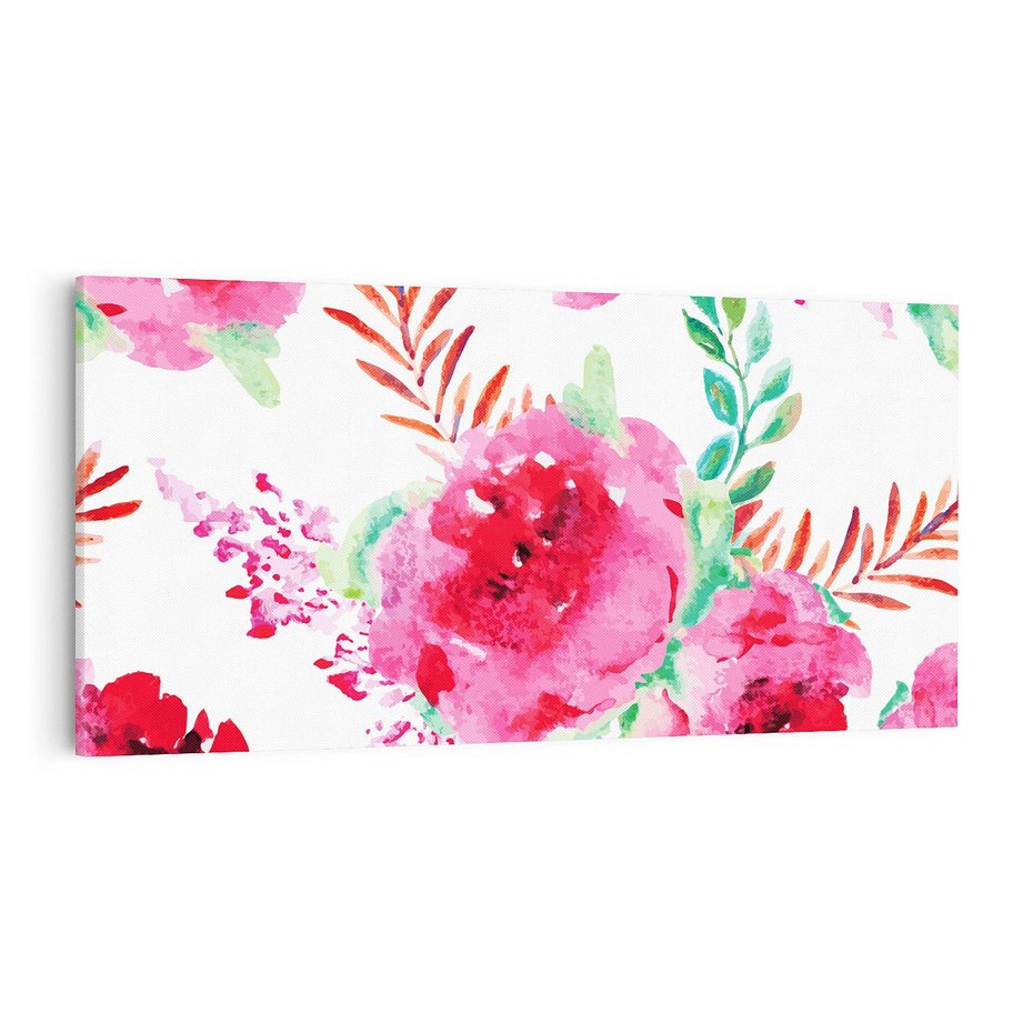 Obraz na płótnie 100x50 - Delikatna Akwarela - kwiaty, akwarela