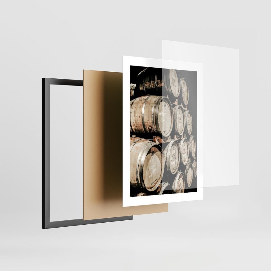 Plakat w ramie 30x40 - Tradycyjne Beczki - beczki, rustykalna fotografia - rama czarna