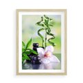 Plakat w ramie 50x70 - Spa pełne kwiatów i relaksu - spa, kwiat - rama drewno