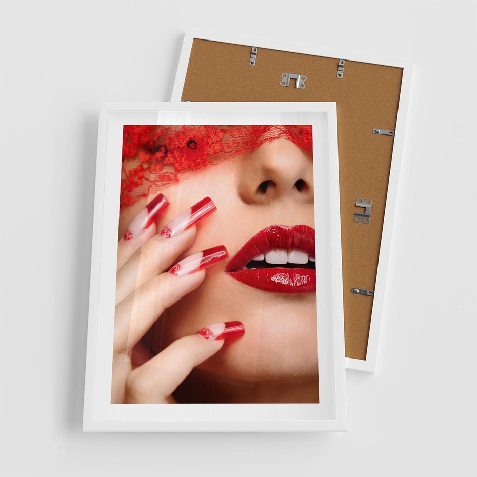 Plakat w ramie 50x70 - Piękno manicure: kolory i elegancja - paznokcie, manicure - rama biała