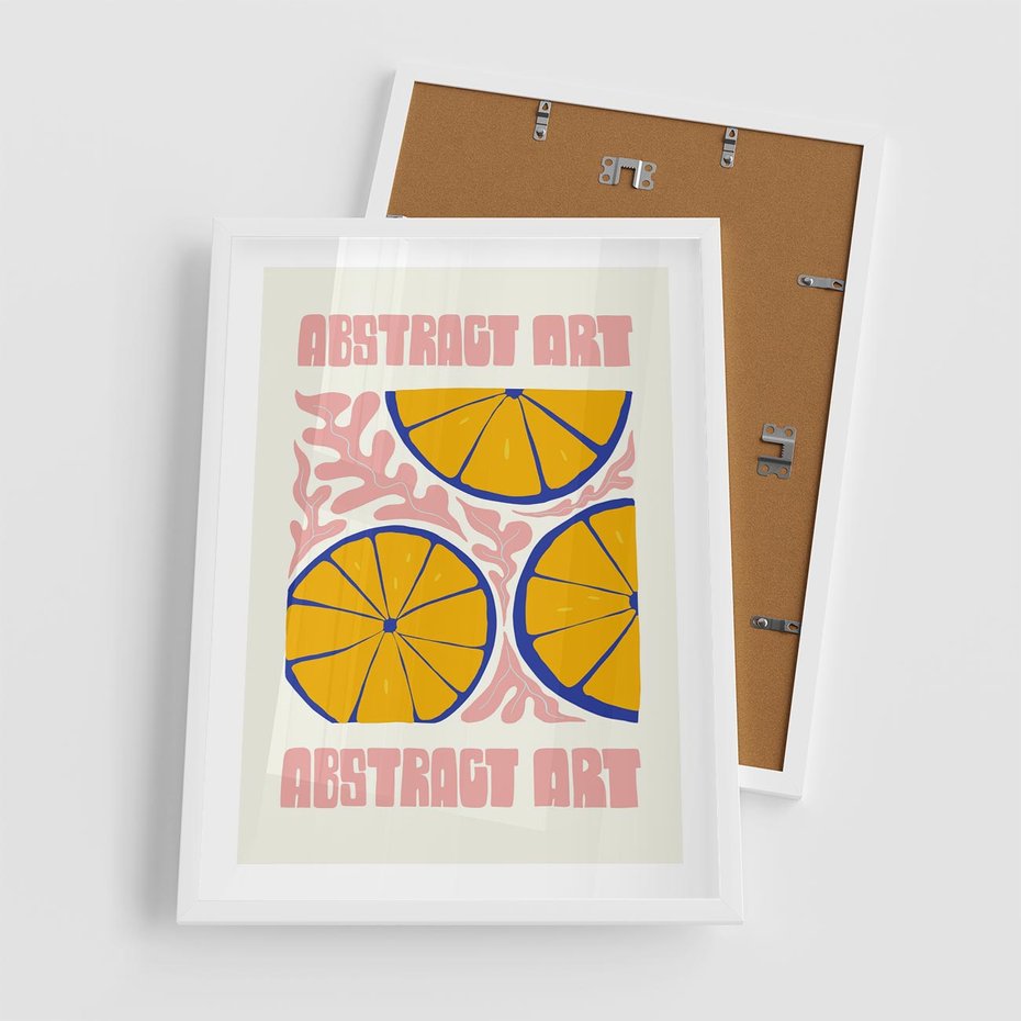 Plakat w ramie 50x70 - Podróżne Wizje - typografia, cytryny - rama biała