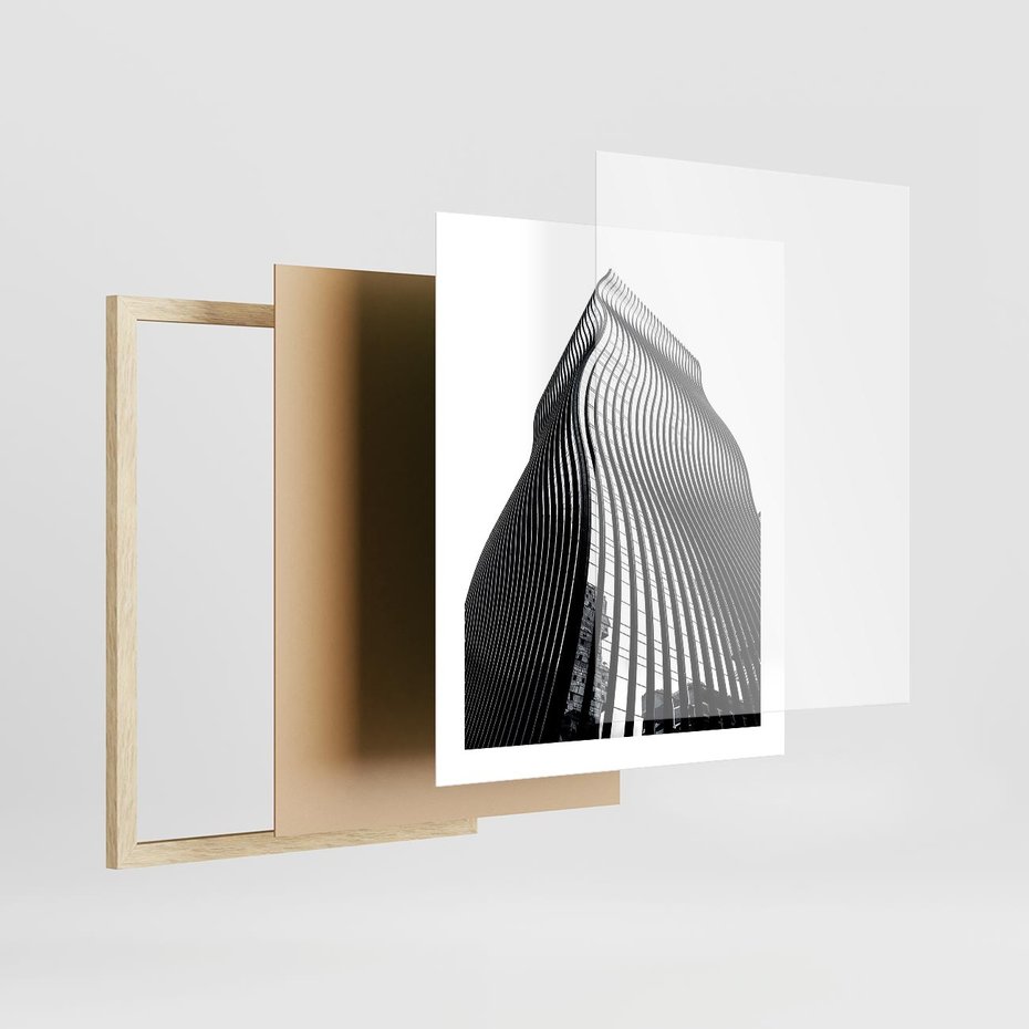 Plakat w ramie 40x50 - Falowany Wieżowiec na Fotografii - architektura, falowany wieżowiec - rama drewno