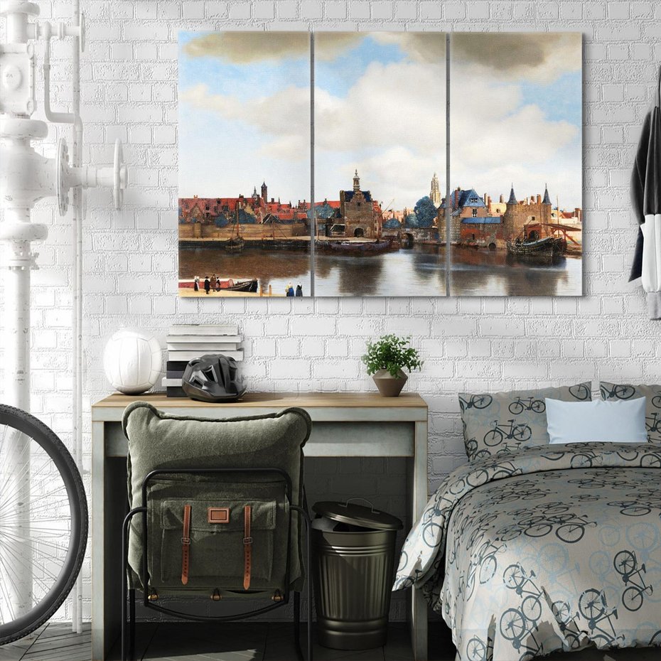 Obraz na płótnie 120x80 - "View of Delft" Johann Vermeer (1660–1661) - Reprodukcja - reprodukcja, obraz na płótnie