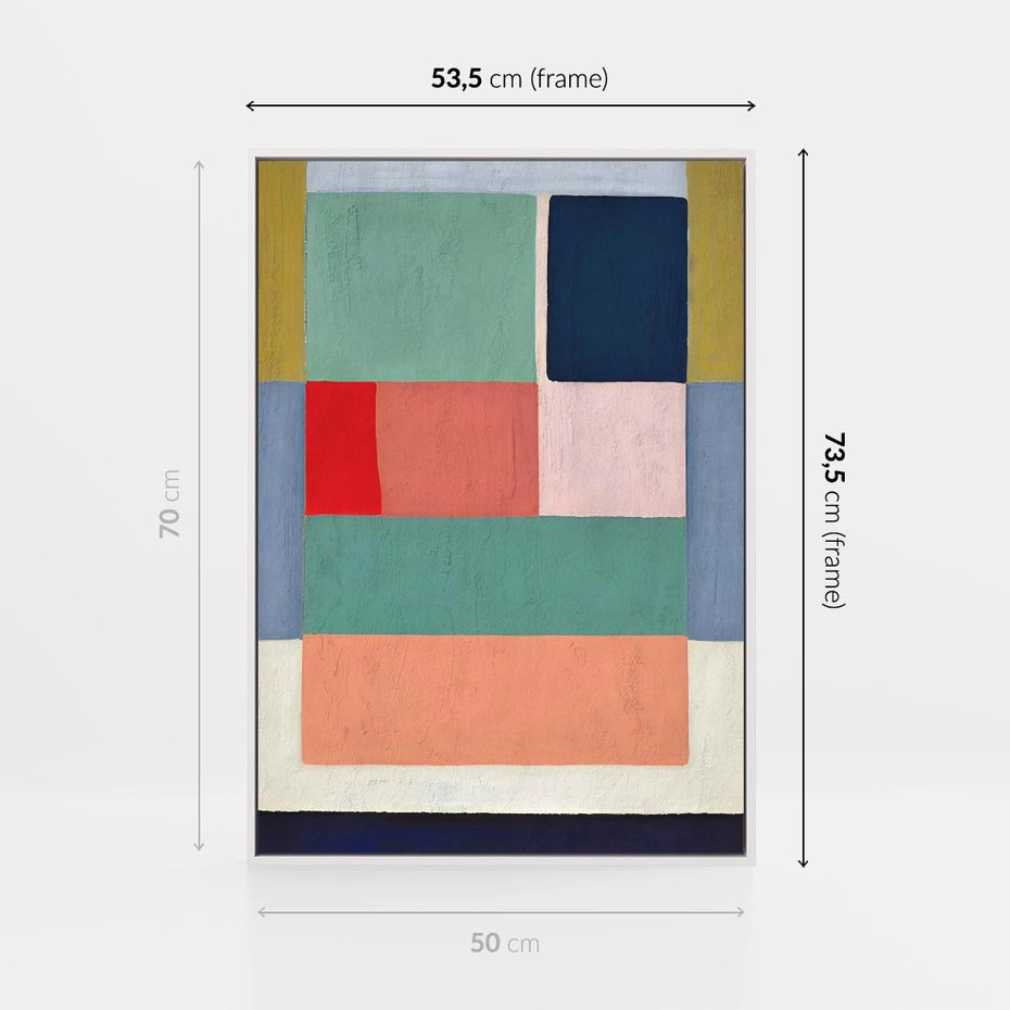 Obraz w ramie 50x70 - Bezgraniczne Nastroje Harmonii - abstrakcyjne geometryczne kształty, olejny obraz - rama biała