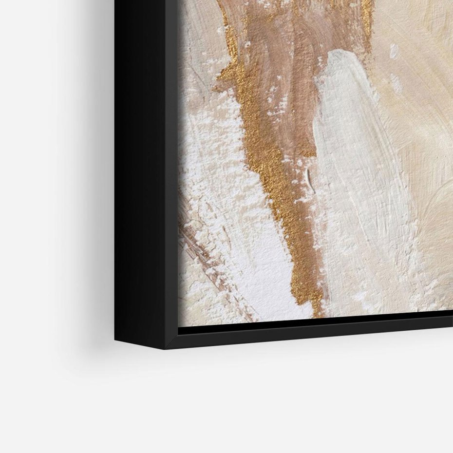 Obraz w ramie 100x70 - Elegancja w Złocistym Chaosie - złoto beż, abstrakcja - rama czarna