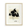Plakat w ramie 50x70 - Ekspresja w szkicowanych kształtach - kwiaty, typografia - rama drewno