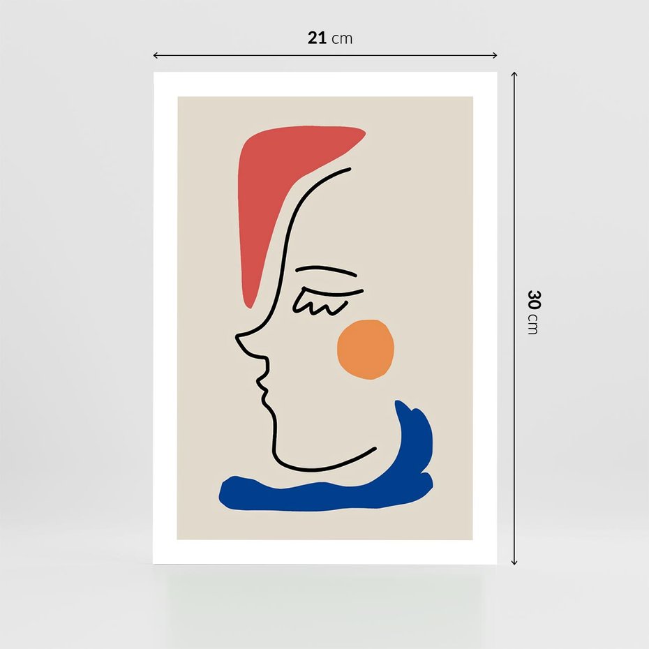 Plakat bez ramy 21x30 - Impresje Kształtów - abstrakcyjny obraz, przypomina twarz