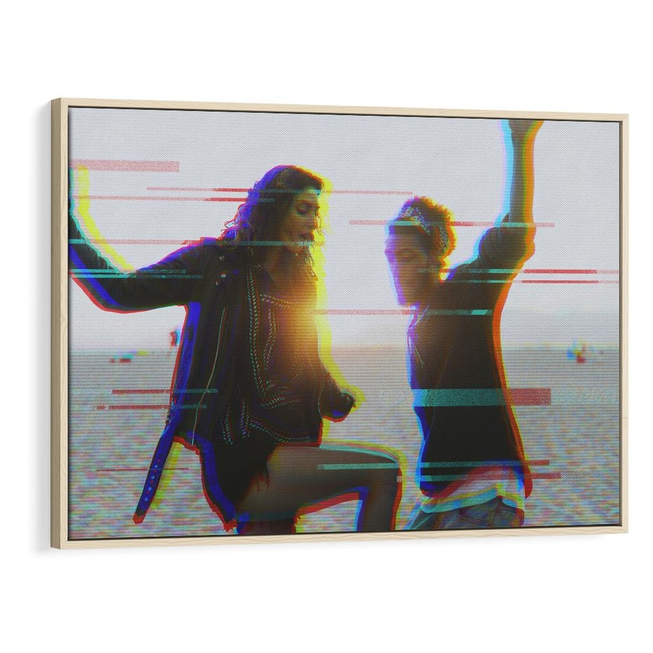 Obraz w ramie 100x70 - Taniec tęsknot - zdjęcie w stylu retro, dodane kolorowe akcenty - rama drewno