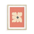 Plakat w ramie 30x40 - Malowane Kolorowe Echa - minimalistyczna grafika, biały kwiat na różowym tle - rama drewno