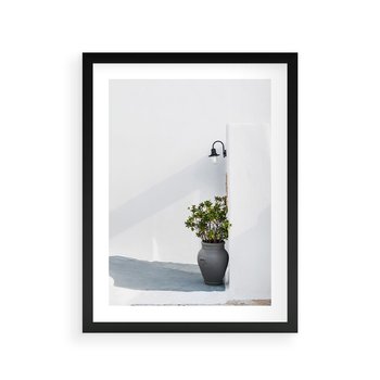 Plakat w ramie 30x40 - Błękitne wybrzeże - Santorini, Grecja - rama czarna