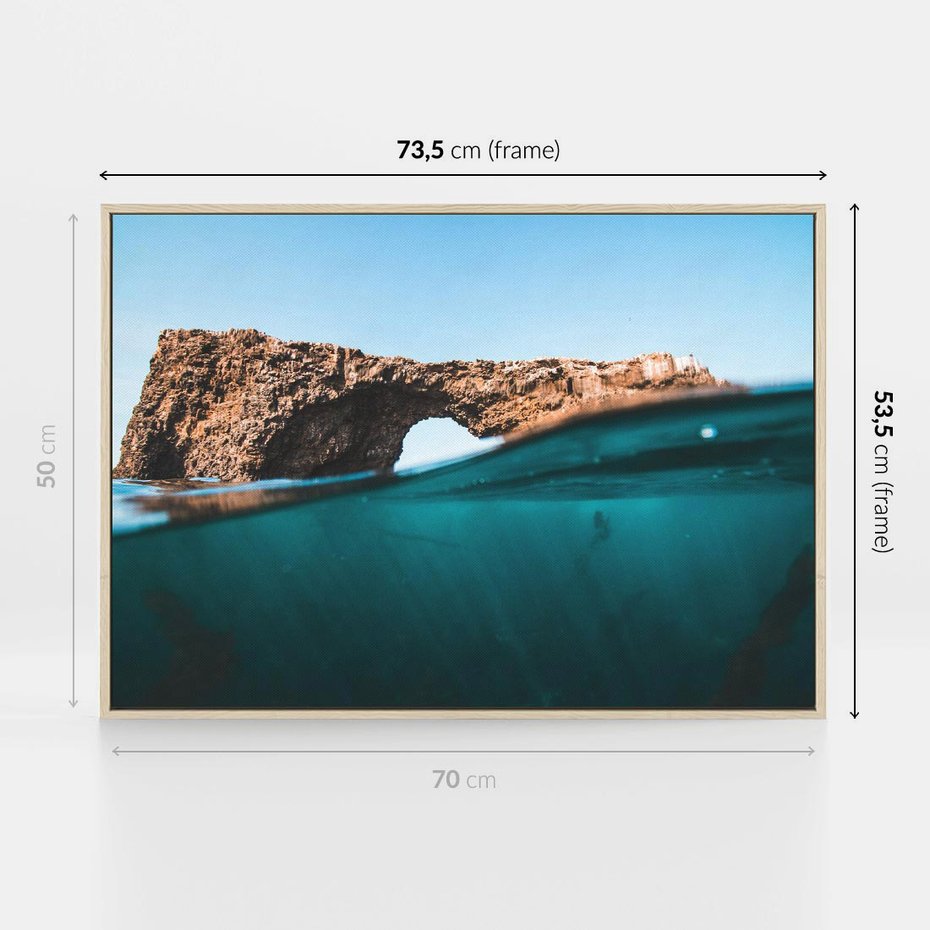 Obraz w ramie 70x50 - Tajemnicza Podwodna Kraina - fotografia, podwodna jaskinia - rama drewno