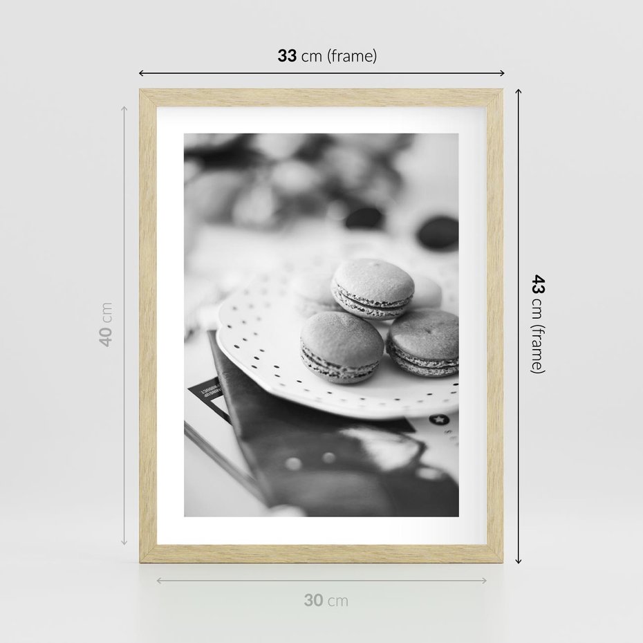 Plakat w ramie 30x40 - Makaroniki w Szarości - czarno biała fotografia, plakat - rama drewno