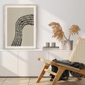 Plakat w ramie 50x70 - Migotliwa Innowacyjna Ekspresja - boho plakat, czarne kropki kreski - rama drewno