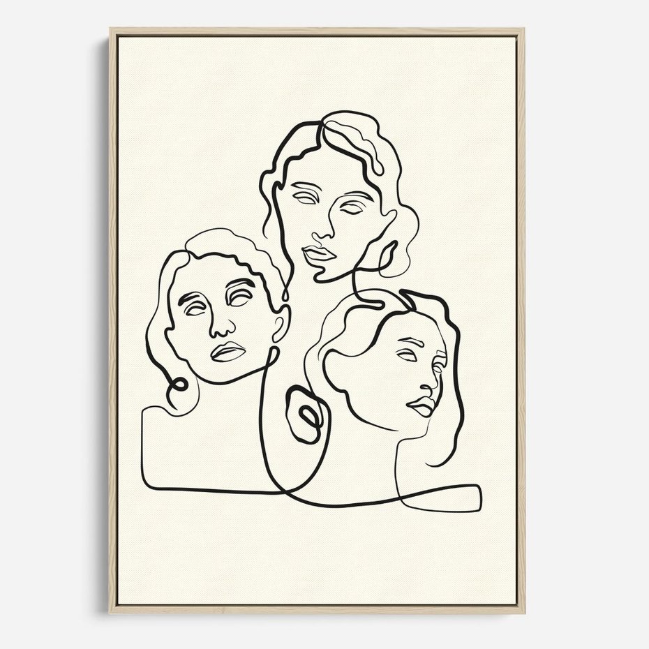 Obraz w ramie 80x120 - Trzy Kobiety - 3 kobiety, antyczny posag - rama drewno